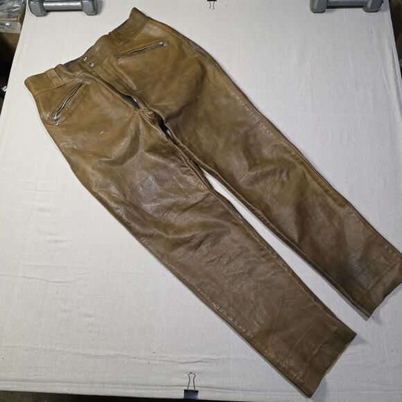 Late 50s/60s Harley Davidson Leather Motorcycle Riding Pants Brown No Size Tag - Picture 1 of 16